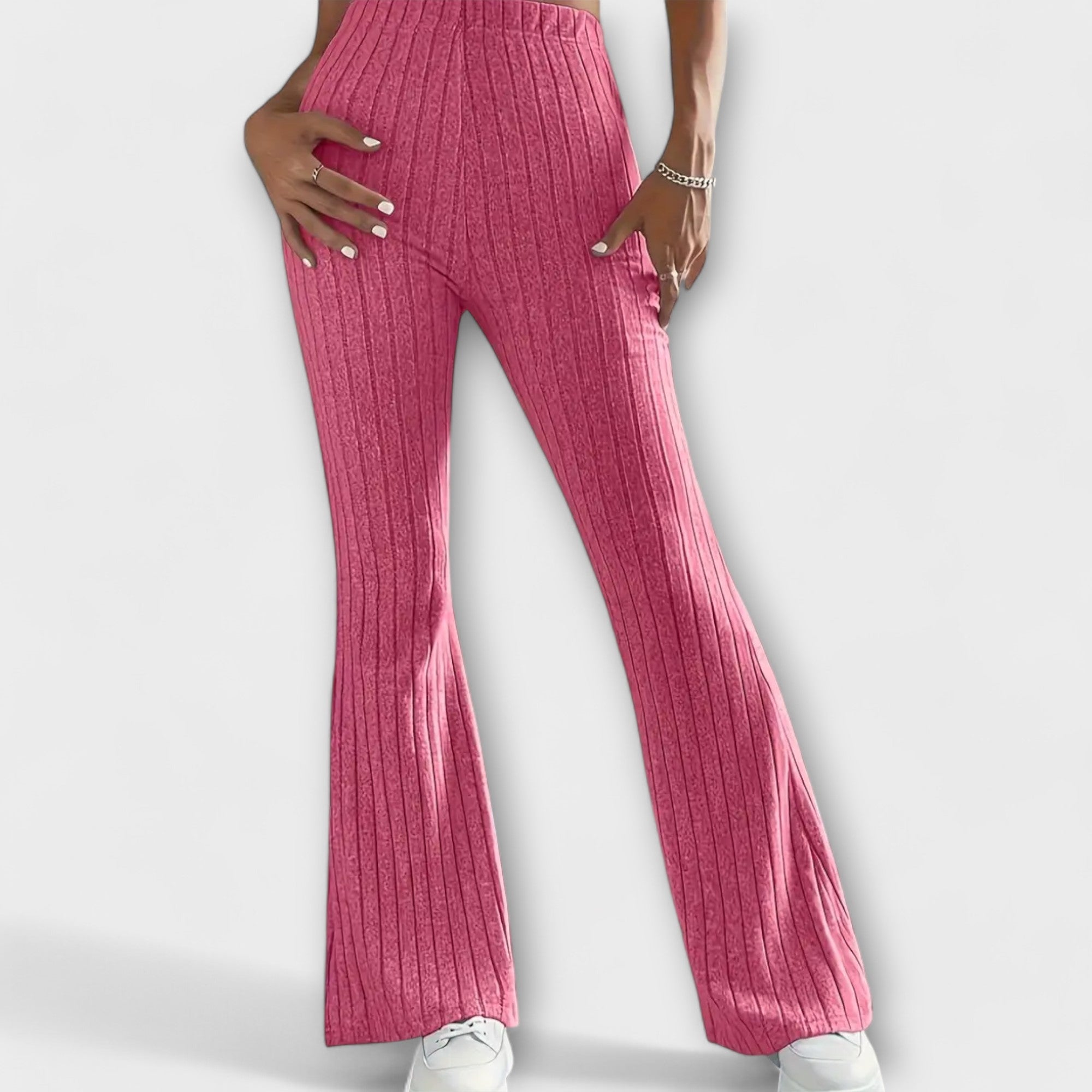 Luretta – Flared Pants with Fine Structure