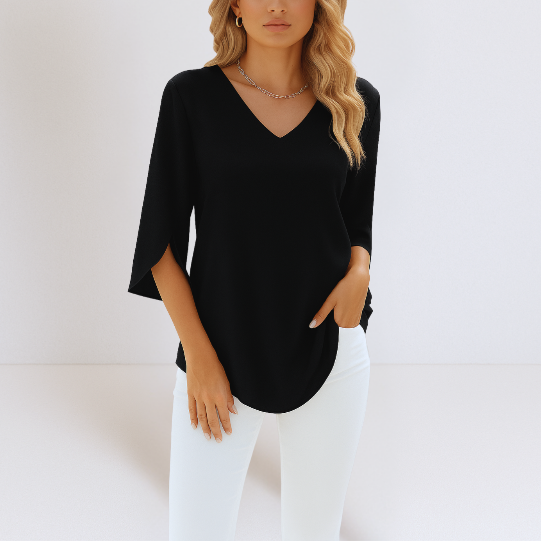 Sophie - Elegant blouse with V-neck and split sleeves