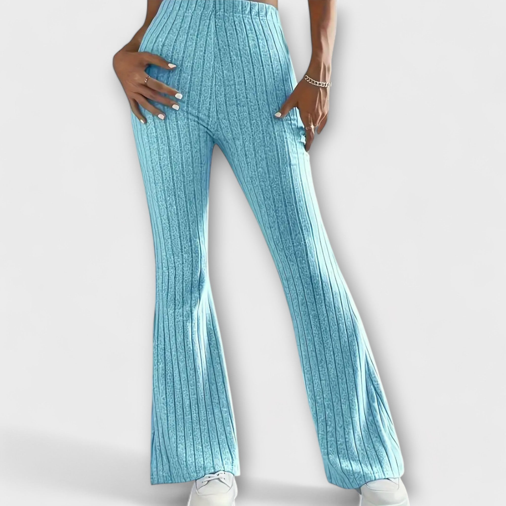 Luretta – Flared Pants with Fine Structure