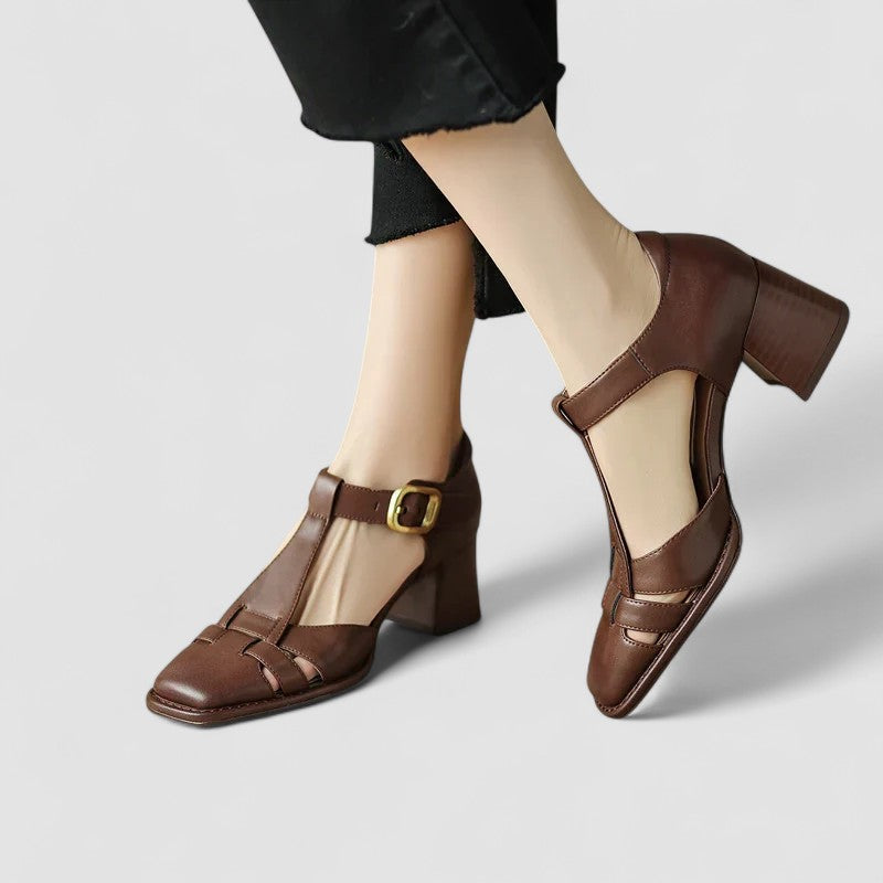 Elyxiana - Orthopedic T-strap block heels