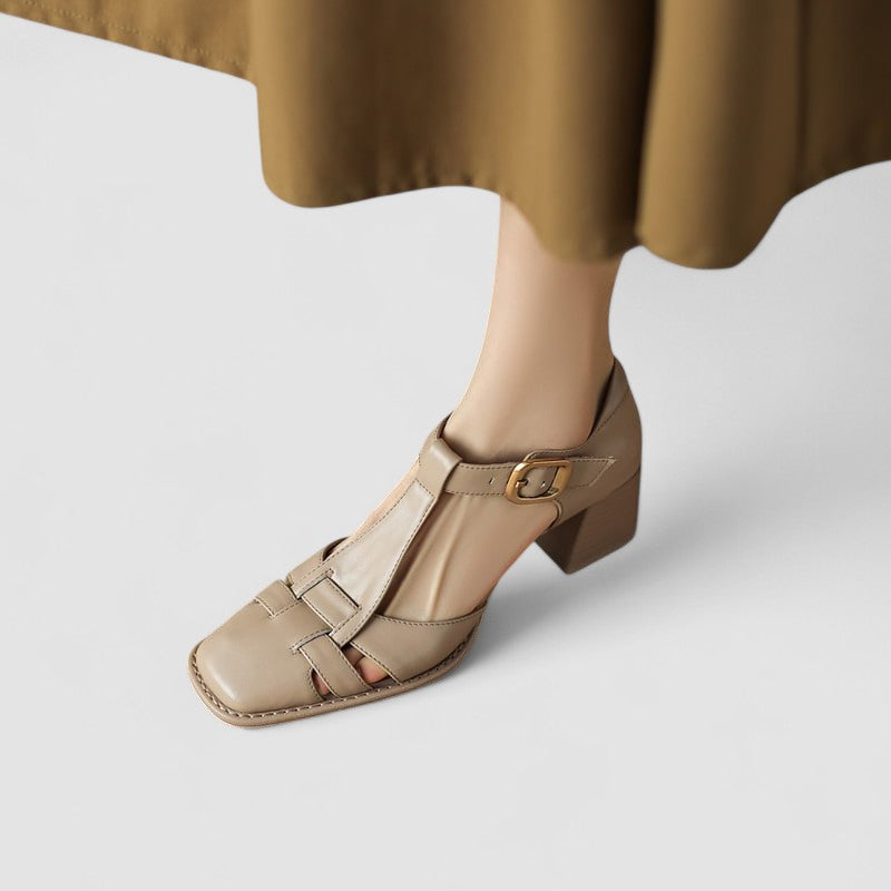 Elyxiana - Orthopedic T-strap block heels
