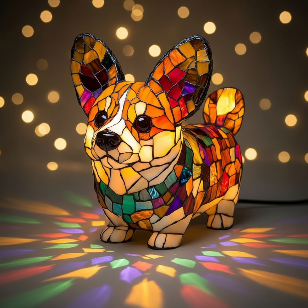Shining Corgi - Stained-glass lamp