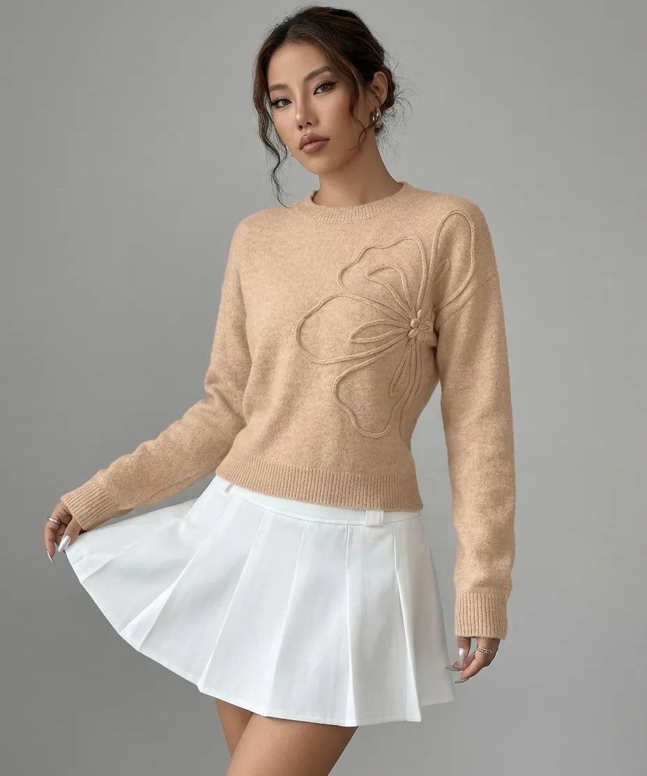 Elara - Embossed Knit Sweater
