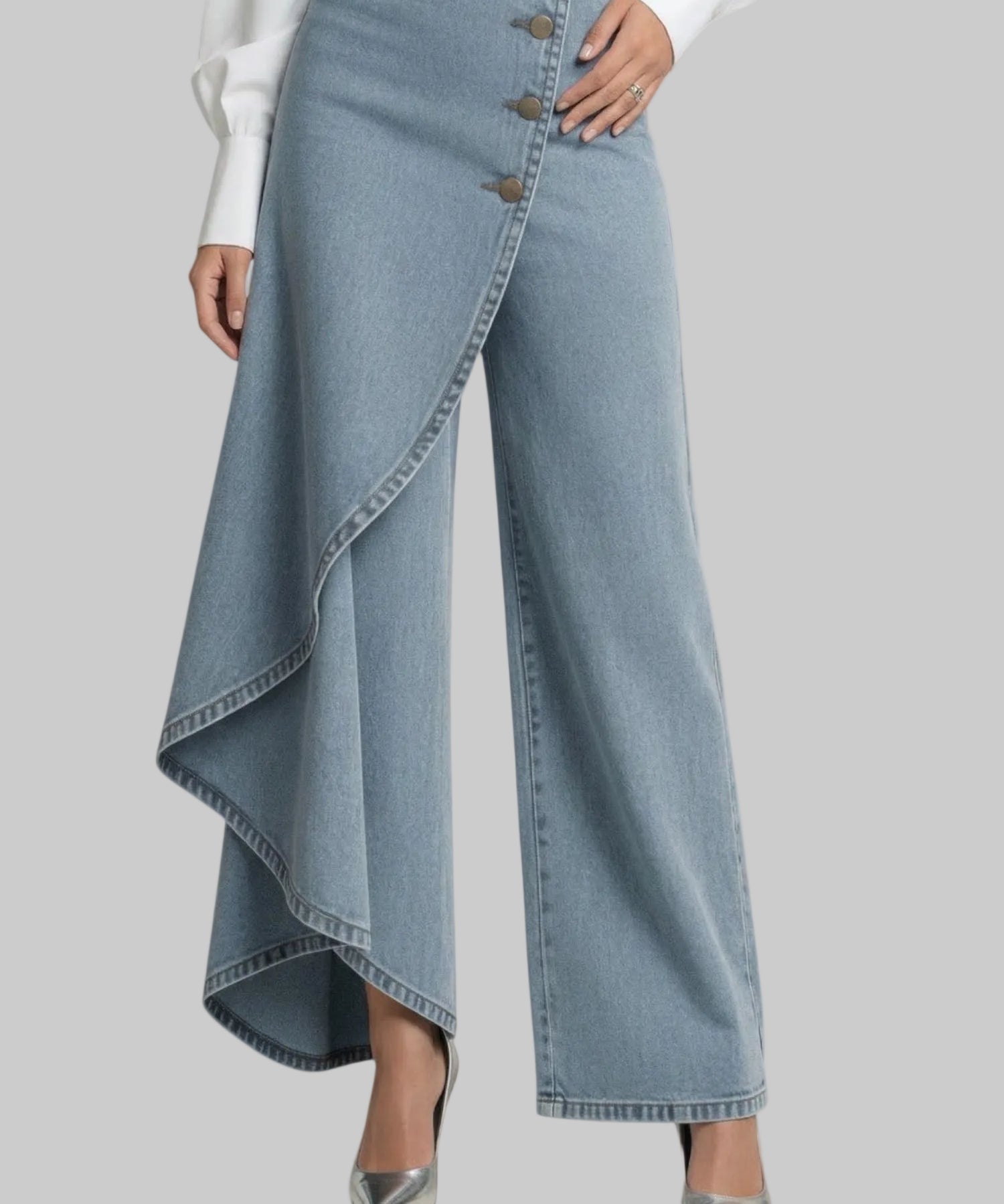 Virex – Asymmetric Denim Skirt-Pant