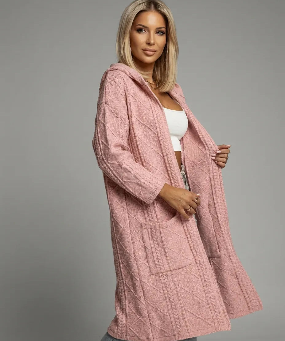 Norah – Textured Knit Hooded Coat
