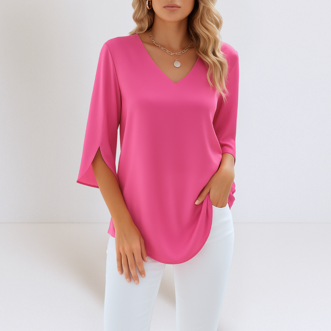 Sophie - Elegant blouse with V-neck and split sleeves