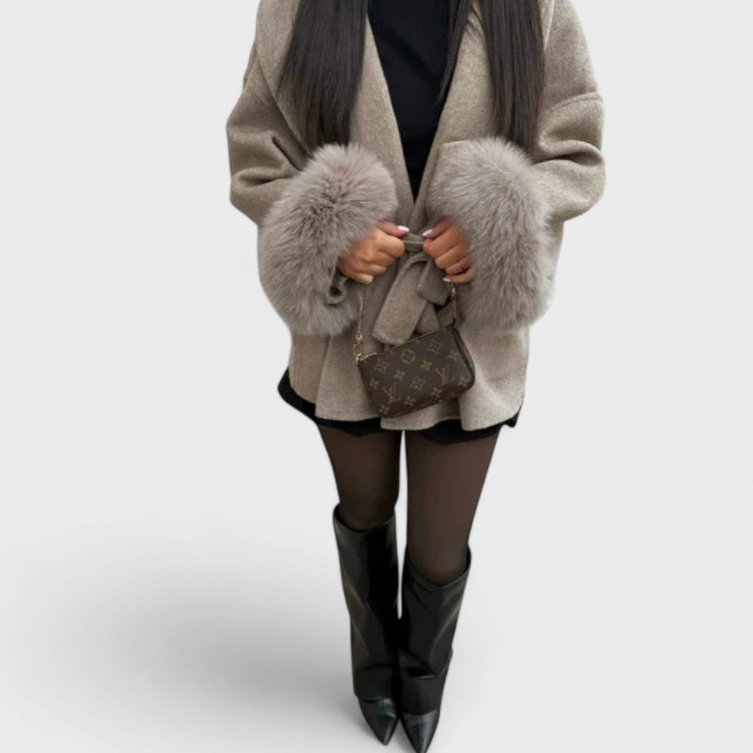 Bianca - Elegant Coat with Faux Fur Details