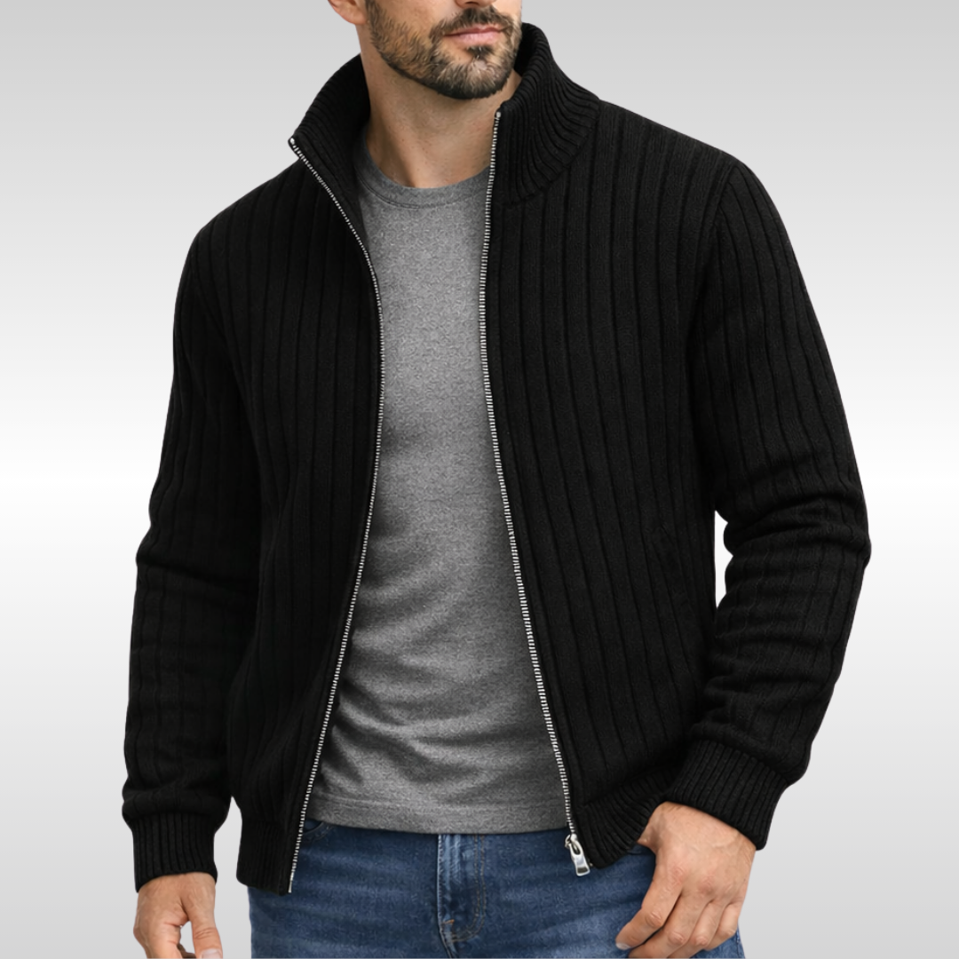 Marek - Ribbed Zip Cardigan