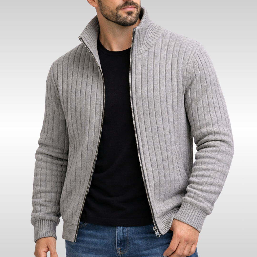 Marek - Ribbed Zip Cardigan