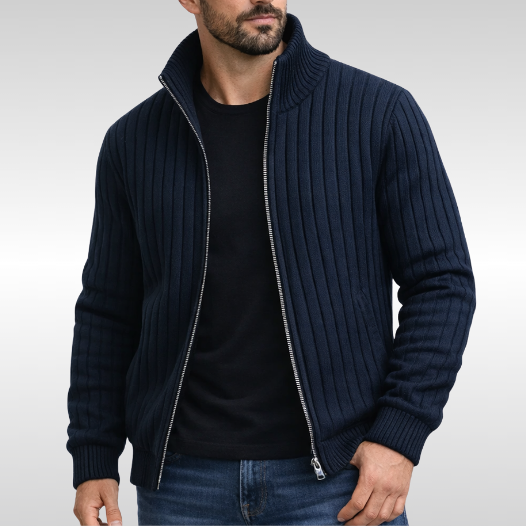 Marek - Ribbed Zip Cardigan