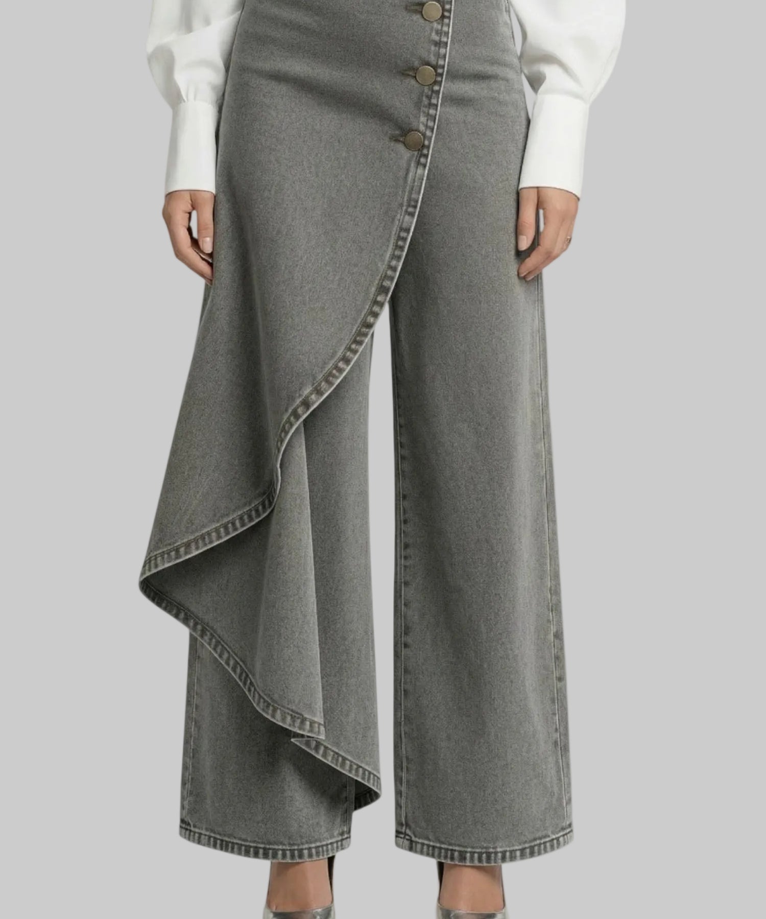 Virex – Asymmetric Denim Skirt-Pant