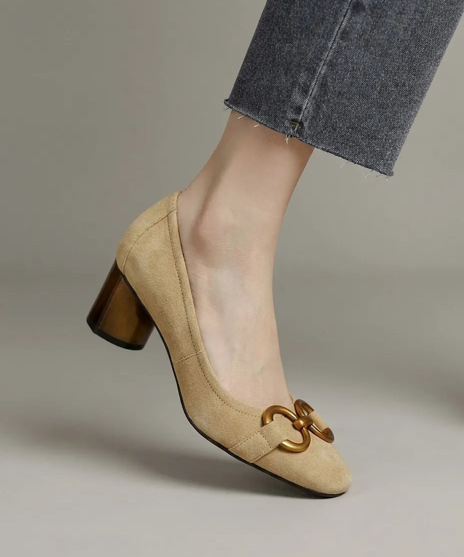 Mireya – Suede Buckle Heel Pumps