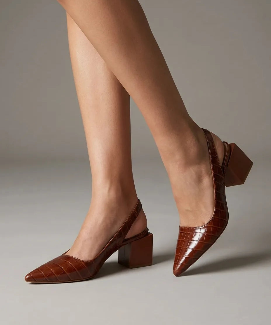 Petra - Croc Sling Heels