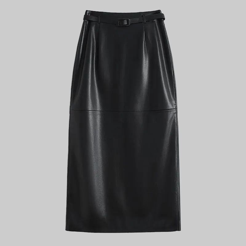 Evalune - Leather Midi Skirt