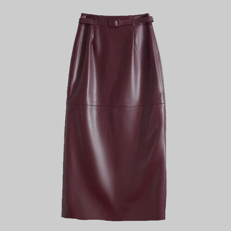 Evalune - Leather Midi Skirt