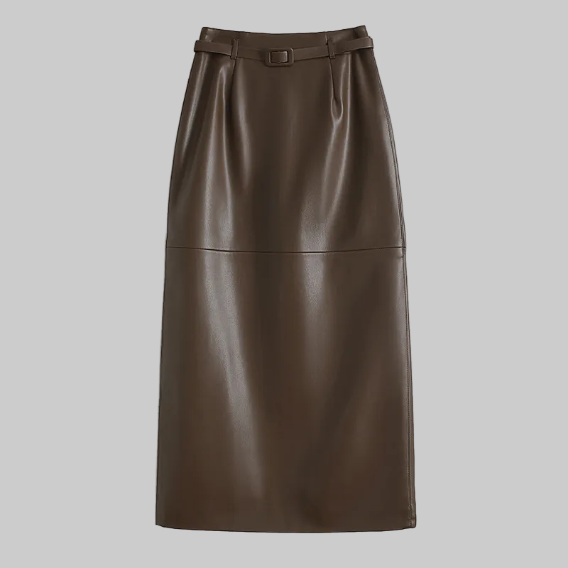 Evalune - Leather Midi Skirt
