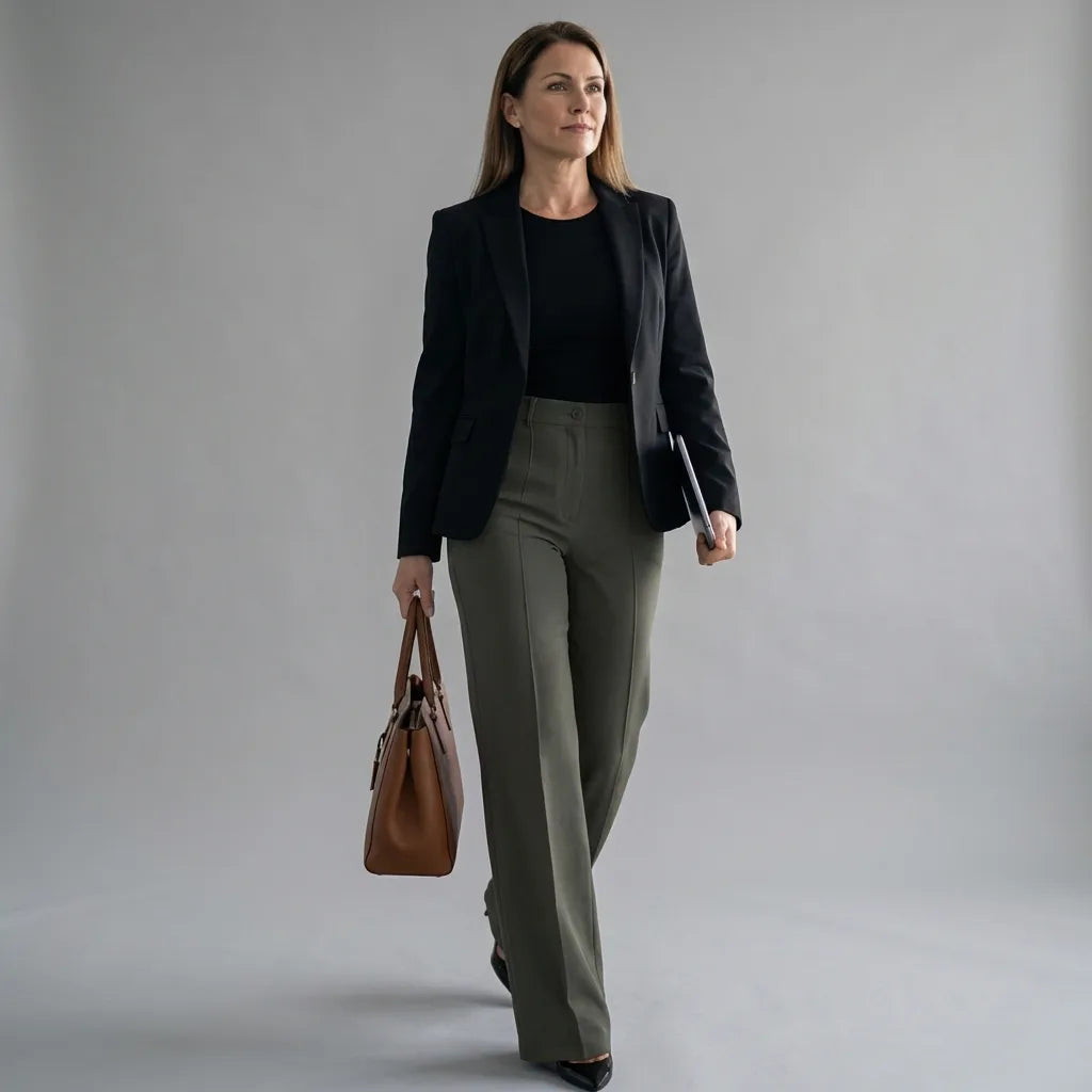 Damen-Anzughose mit Hoher Taille 