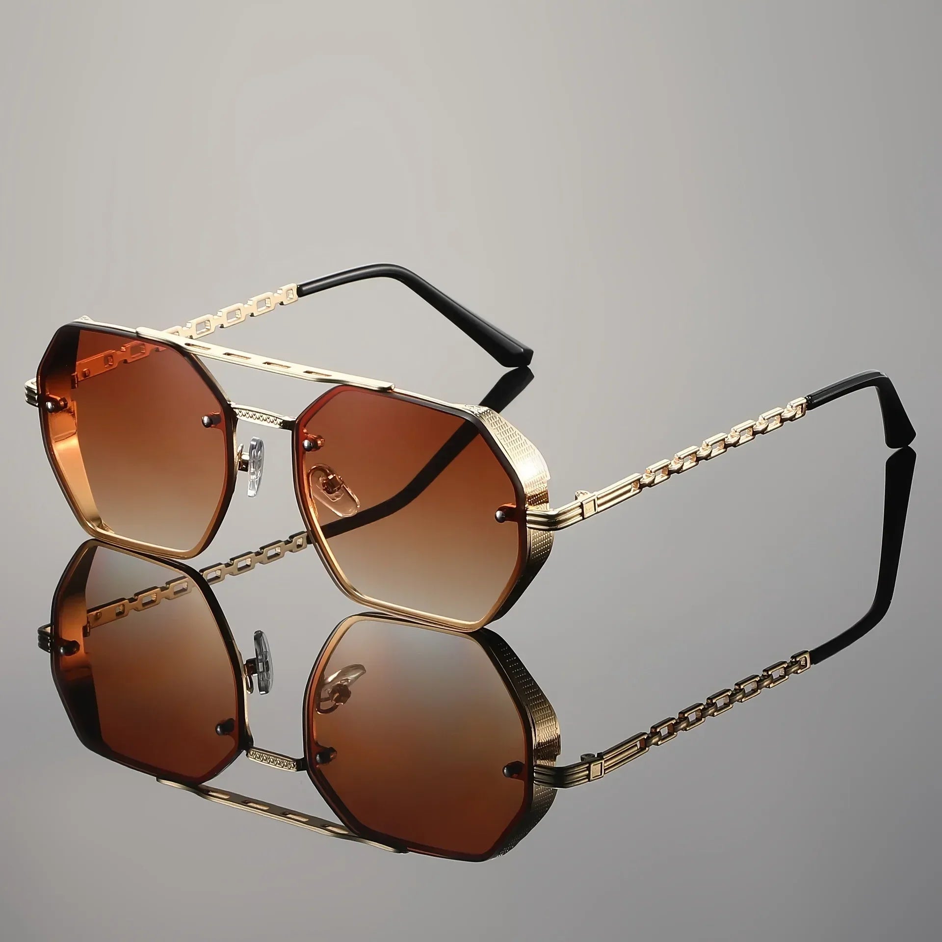 Auron - Chain Detail Aviator Sunglasses