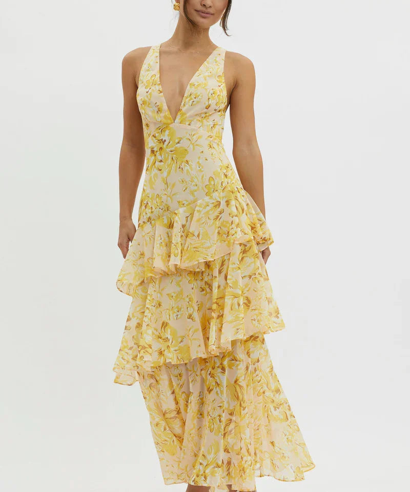 Lisa - Elegant Floral Midi Dress