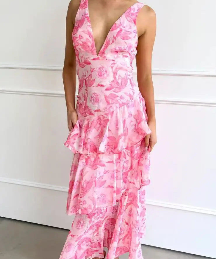 Lisa - Elegant Floral Midi Dress
