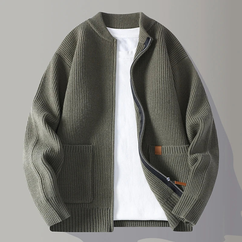 Cael - Ribbed Zip Cardigan
