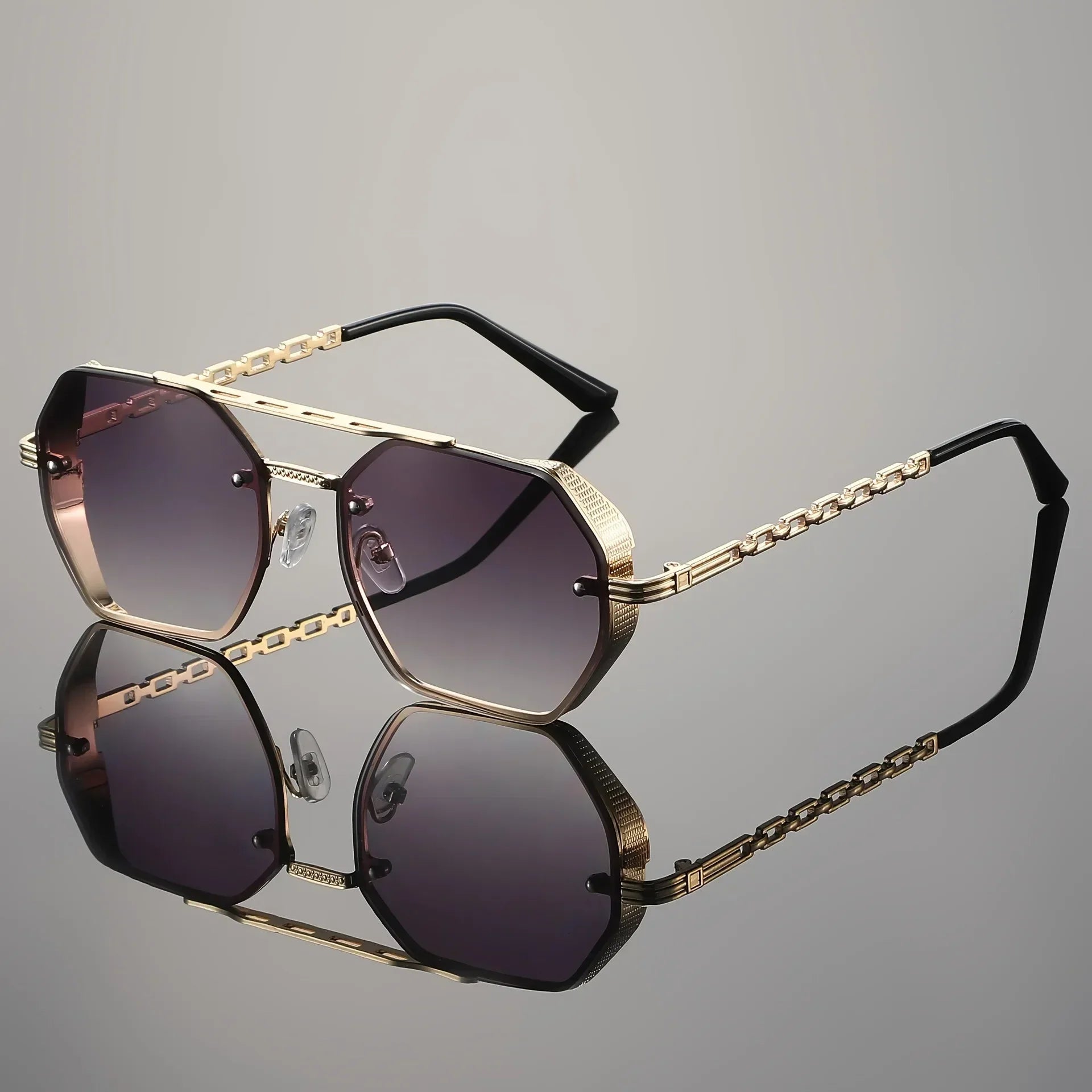 Auron - Chain Detail Aviator Sunglasses