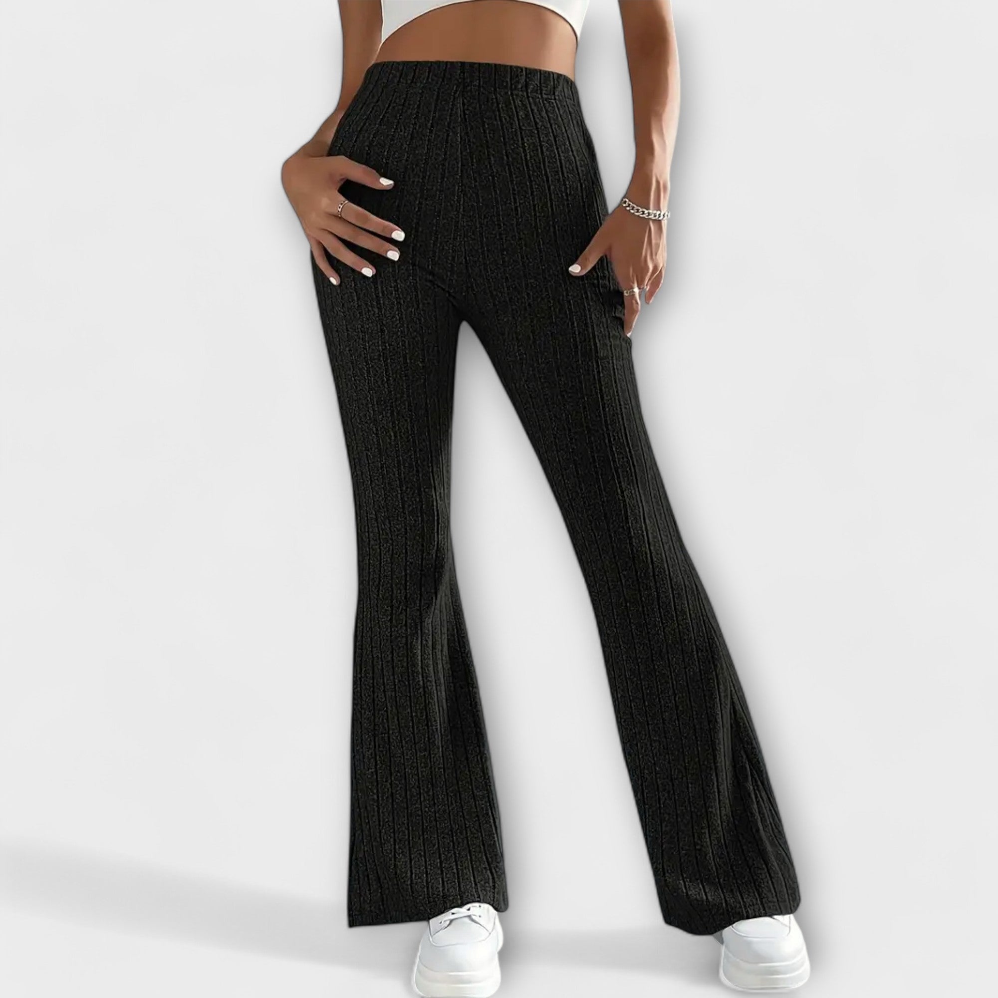 Luretta – Flared Pants with Fine Structure