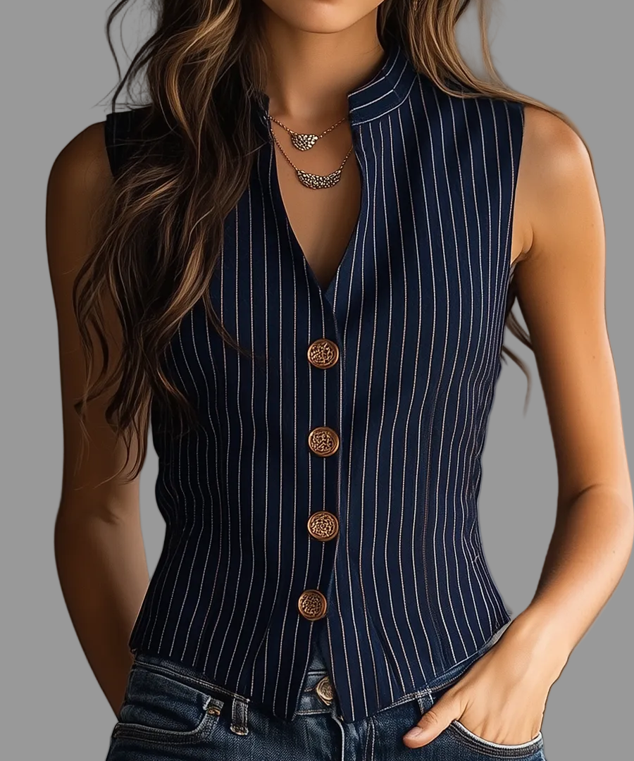 Liora - Pinstripe Vest Top