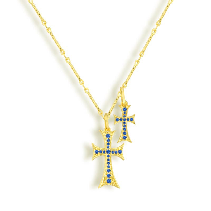 Sanctéra – Twin Cross Crystal Necklace