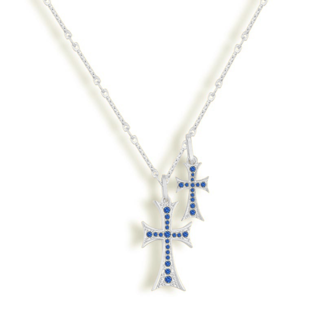 Sanctéra – Twin Cross Crystal Necklace