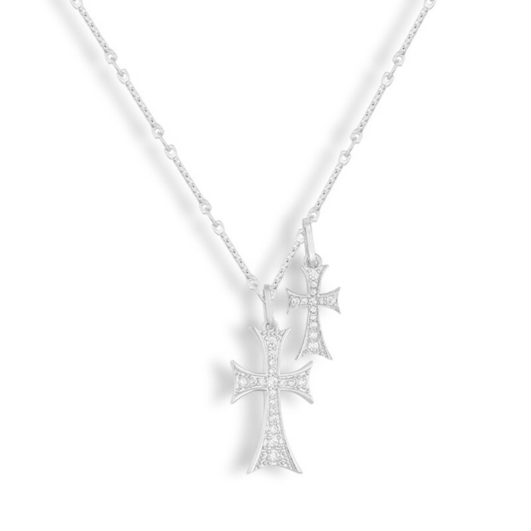 Sanctéra – Twin Cross Crystal Necklace