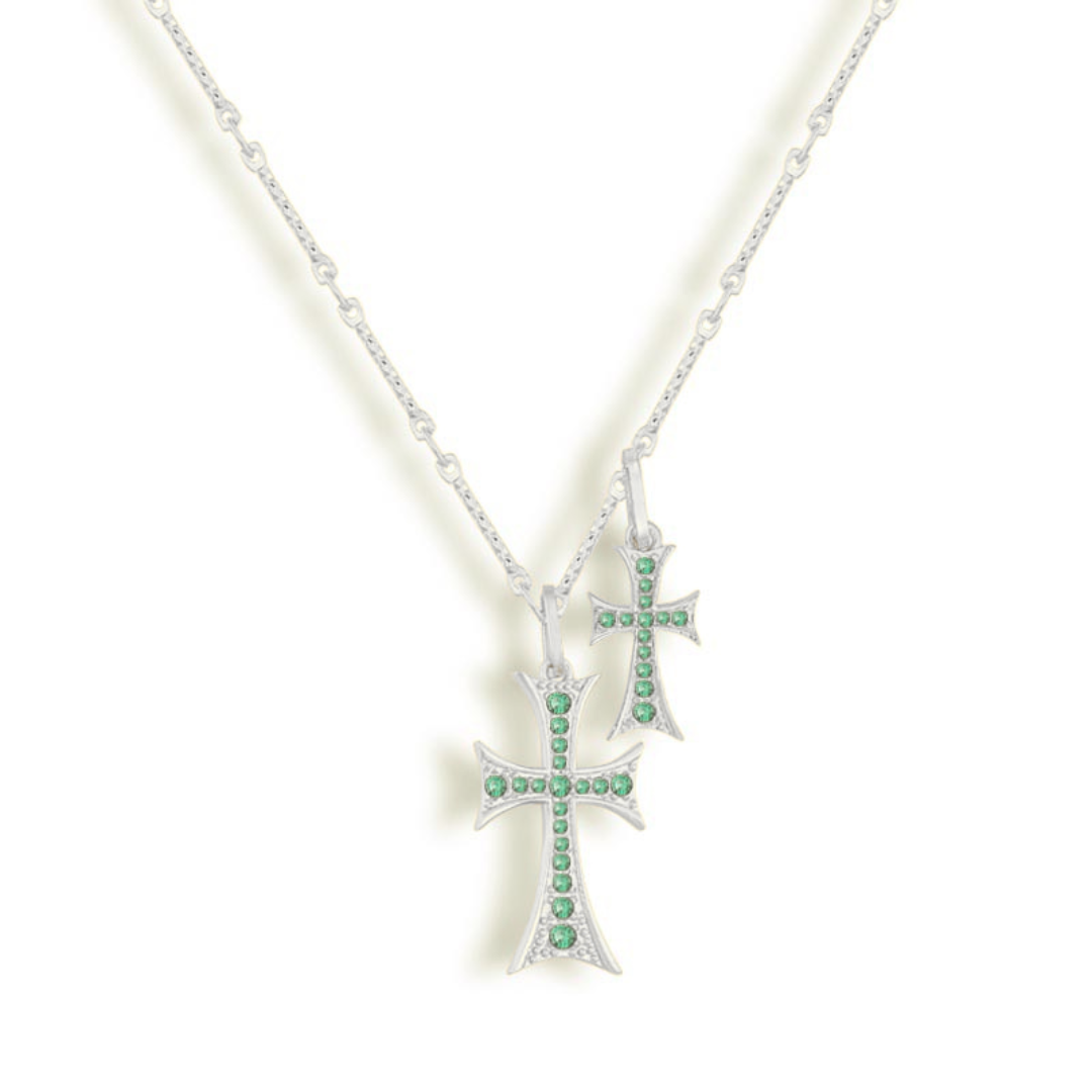 Sanctéra – Twin Cross Crystal Necklace