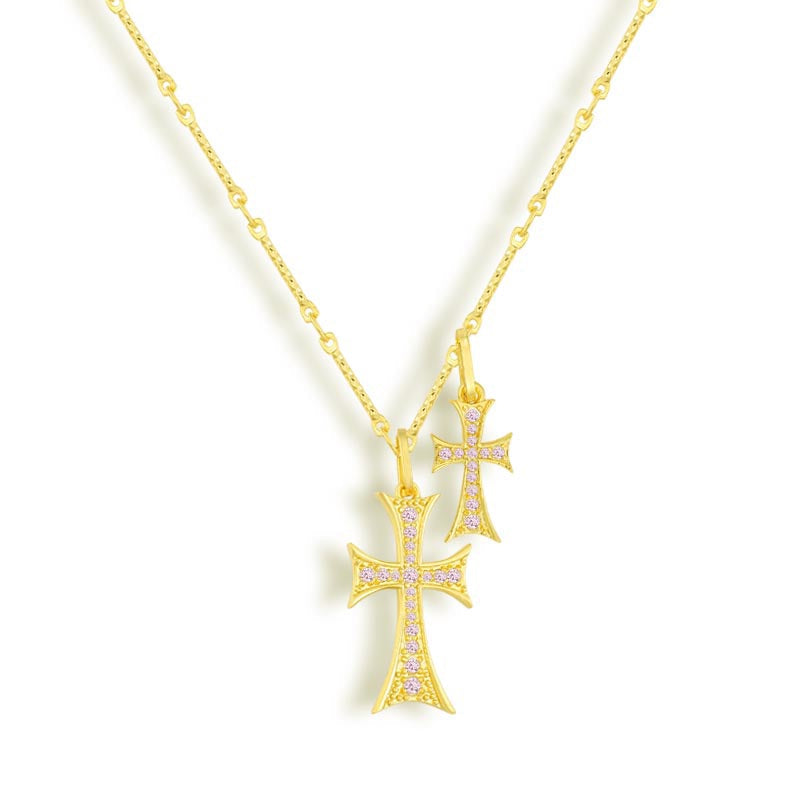Sanctéra – Twin Cross Crystal Necklace