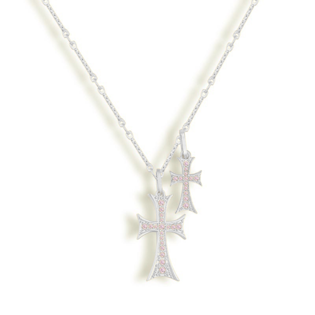 Sanctéra – Twin Cross Crystal Necklace