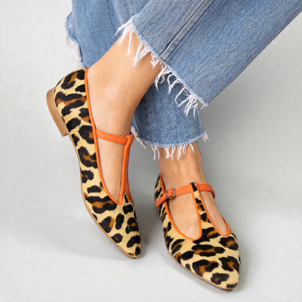 Lulu - Leopard T-strap ballerinas