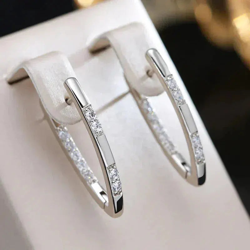 Veronika -Crystal Line Hoops