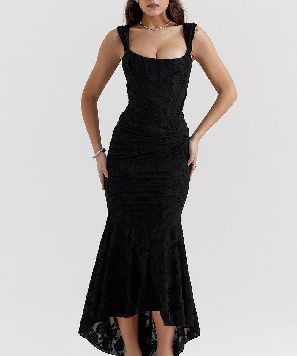 Liora – Lace Drape Midi Dress