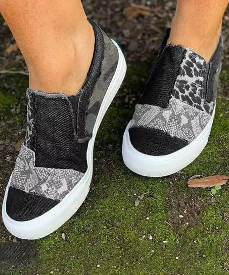 Quinny - Everyday fabric shoes with leopard print
