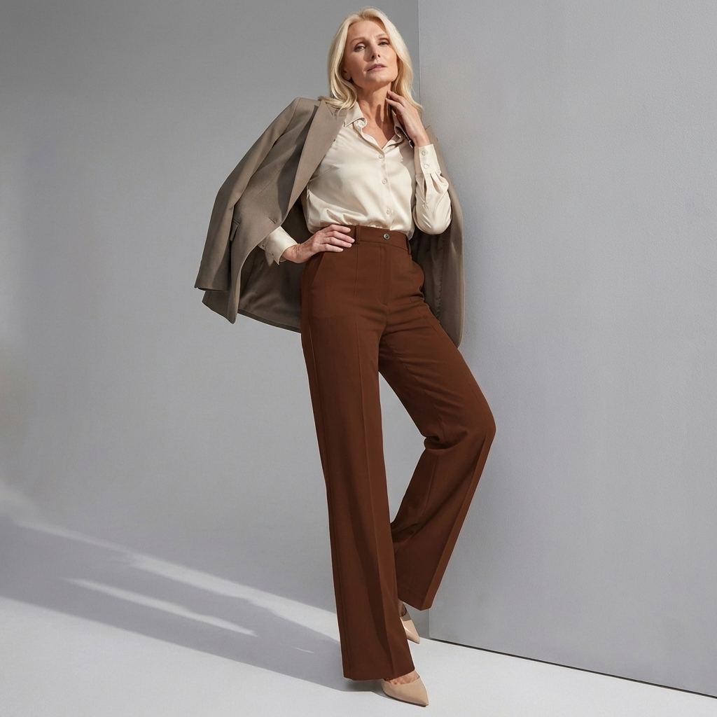 Damen-Anzughose mit Hoher Taille 