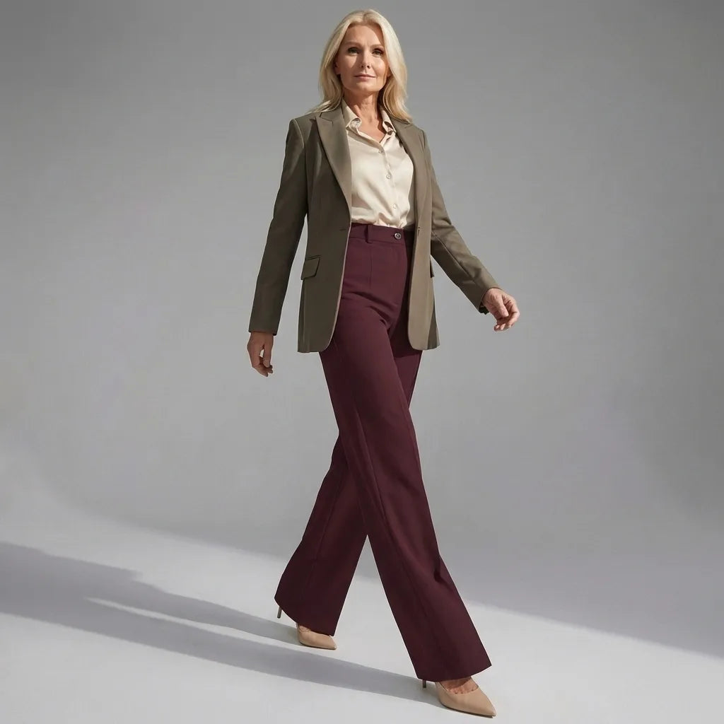 Damen-Anzughose mit Hoher Taille 