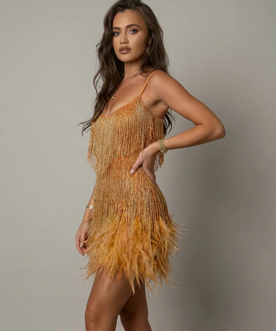 Limièra - Fringe Feather Dress